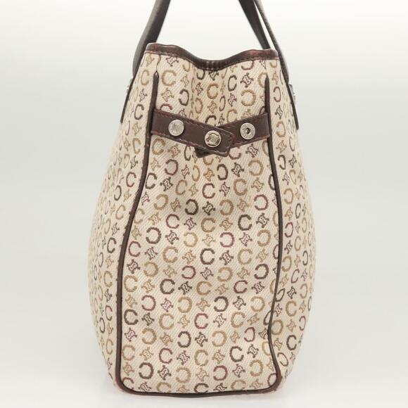 CELINE C Macadam Canvas Hand Bag Beige Gold - Picture 4 of 13
